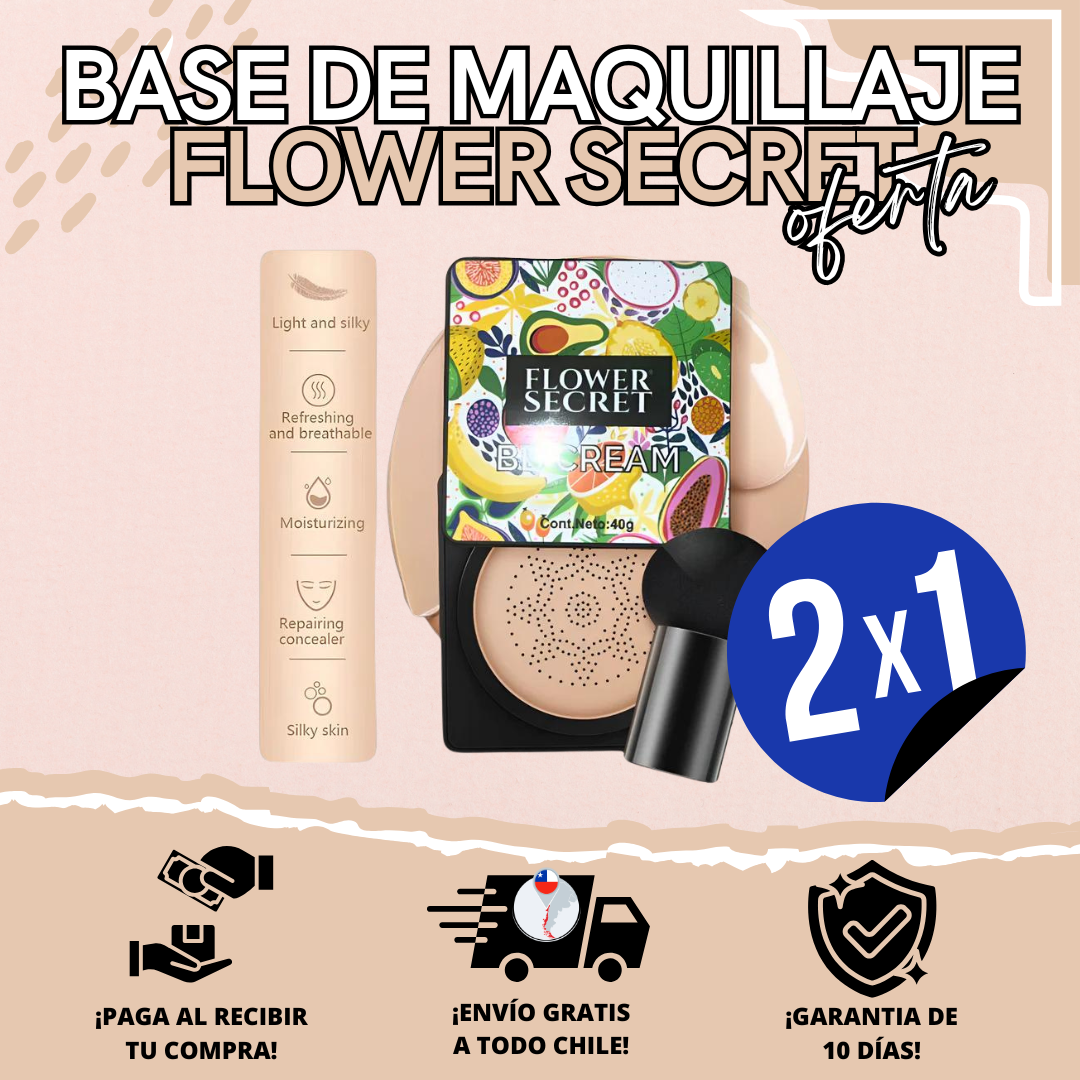 ¡BLACK FRIDAY! 2 x 1 Flower Secret - Base en Crema + 2 Brochas Gratis