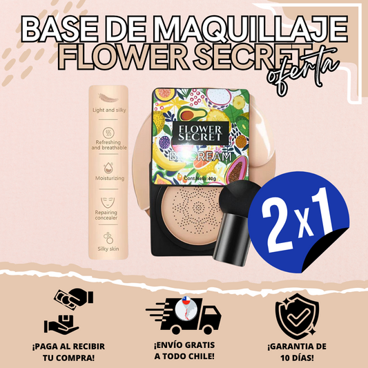 ¡BLACK FRIDAY! 2 x 1 Flower Secret - Base en Crema + 2 Brochas Gratis